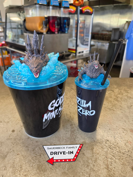 Godzilla Minus Zero - Set of 2 - Metal Popcorn Bucket and Plastic Cup with Lids