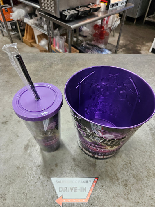 GHOST 2 Big To Rig Metal Popcorn Bucket AND Cup Lid Straw - 2026