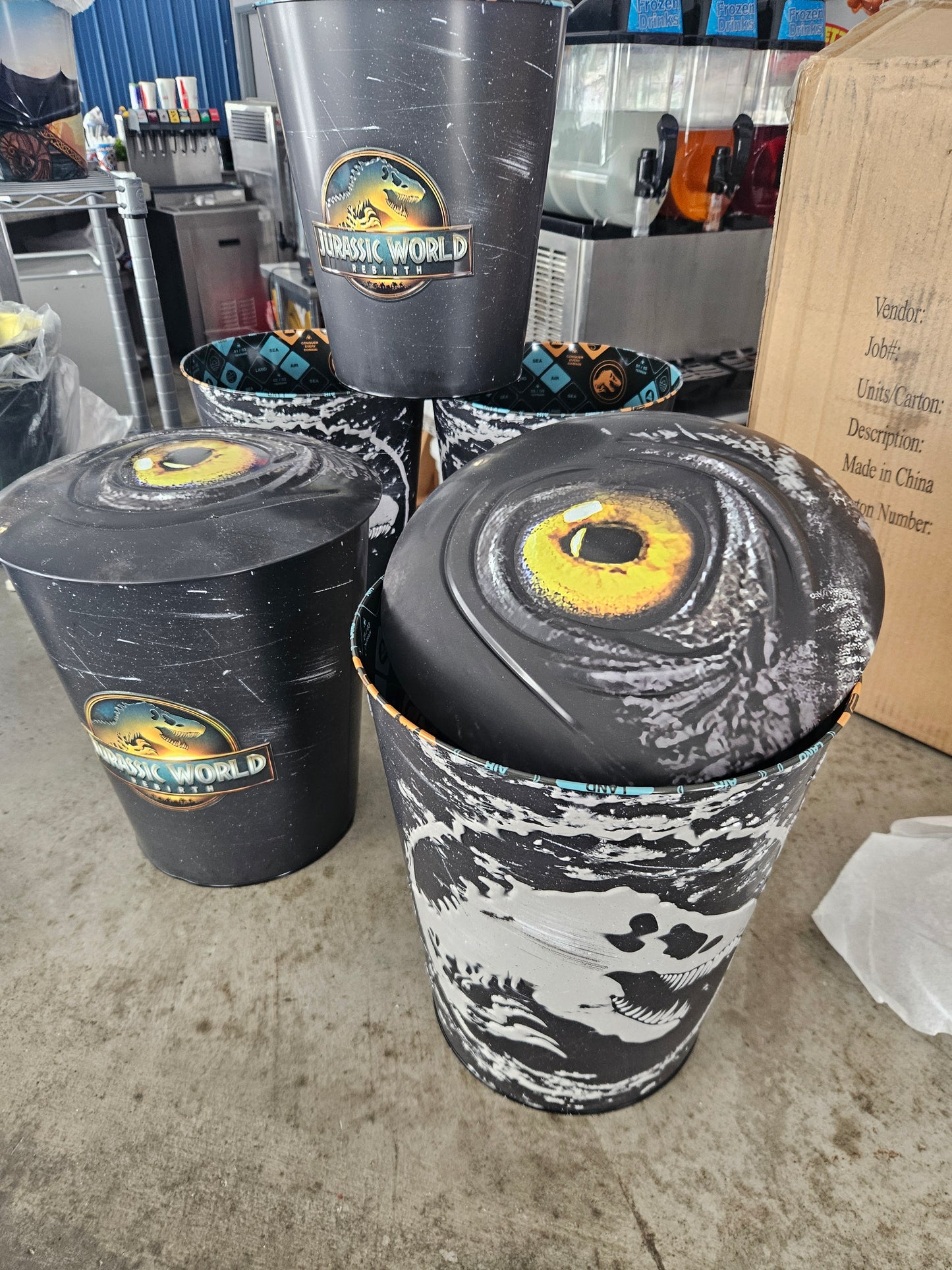 Jurassic World Rebirth Dinosaur Eye Popcorn Bucket with Lid Promotional METAL