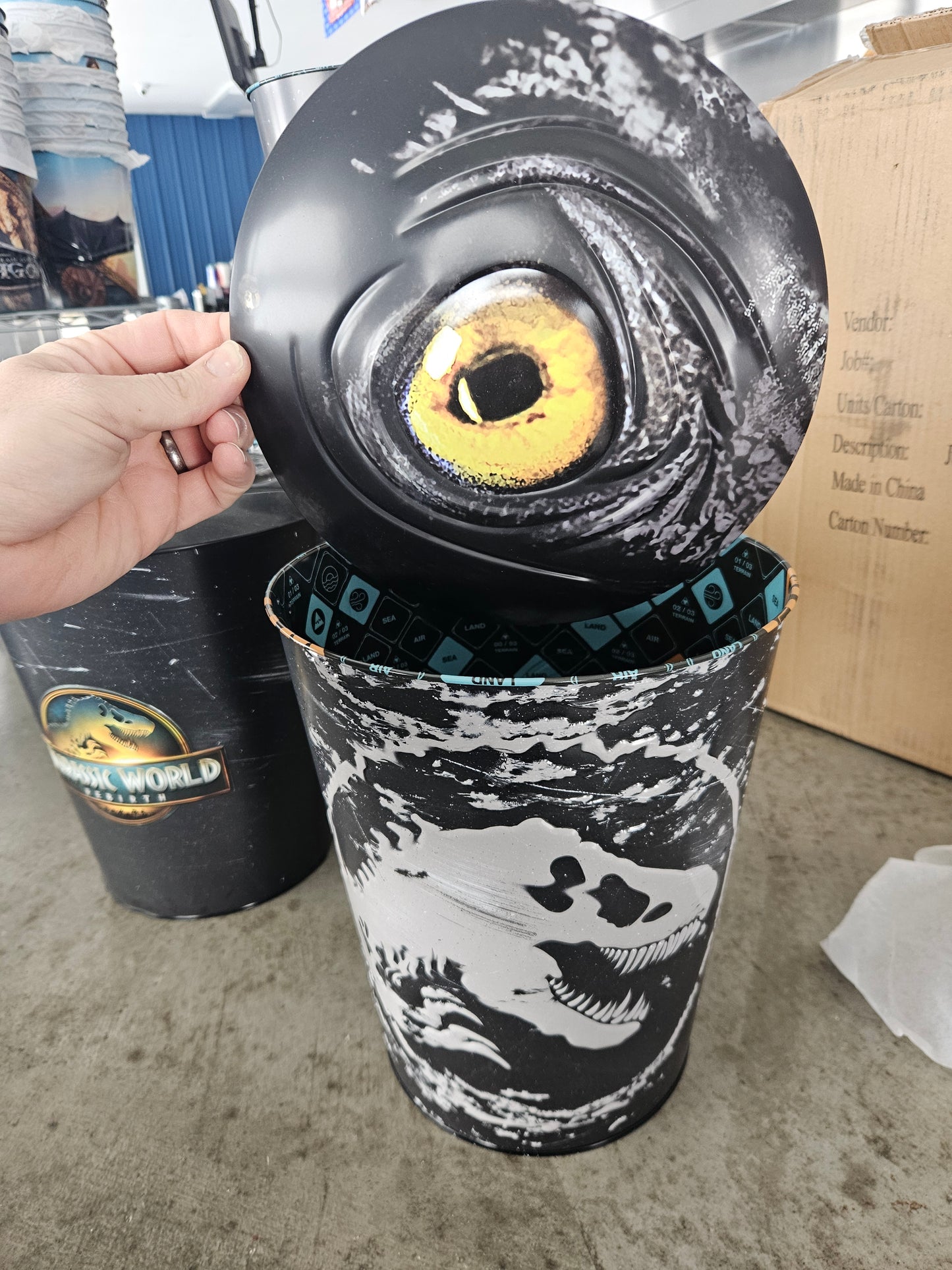 Jurassic World Rebirth Dinosaur Eye Popcorn Bucket with Lid Promotional METAL