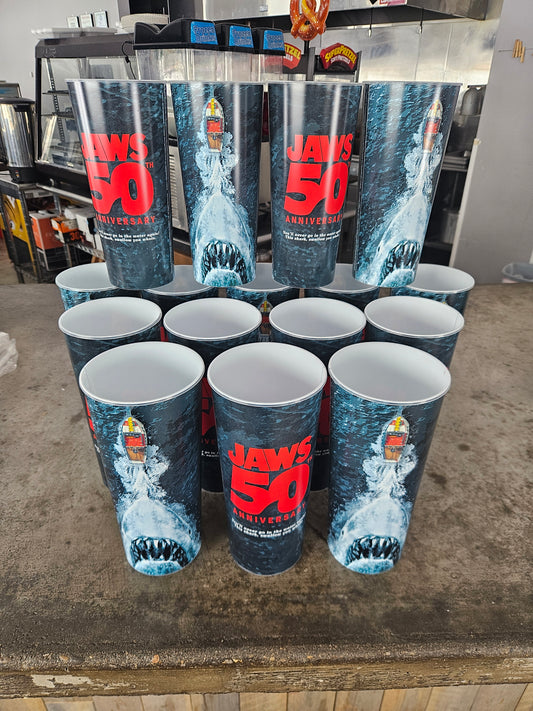 Jaws 50th Anniversary Promotional Plastic Cup Movie Collectible - SET of 16 Cups