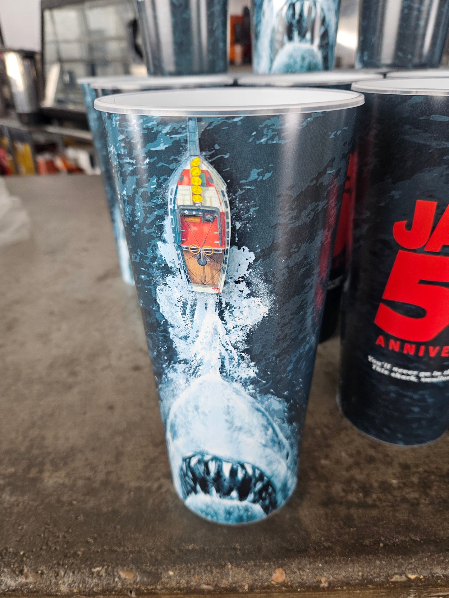 Jaws 50th Anniversary Promotional Plastic Cup Movie Collectible - SET of 16 Cups