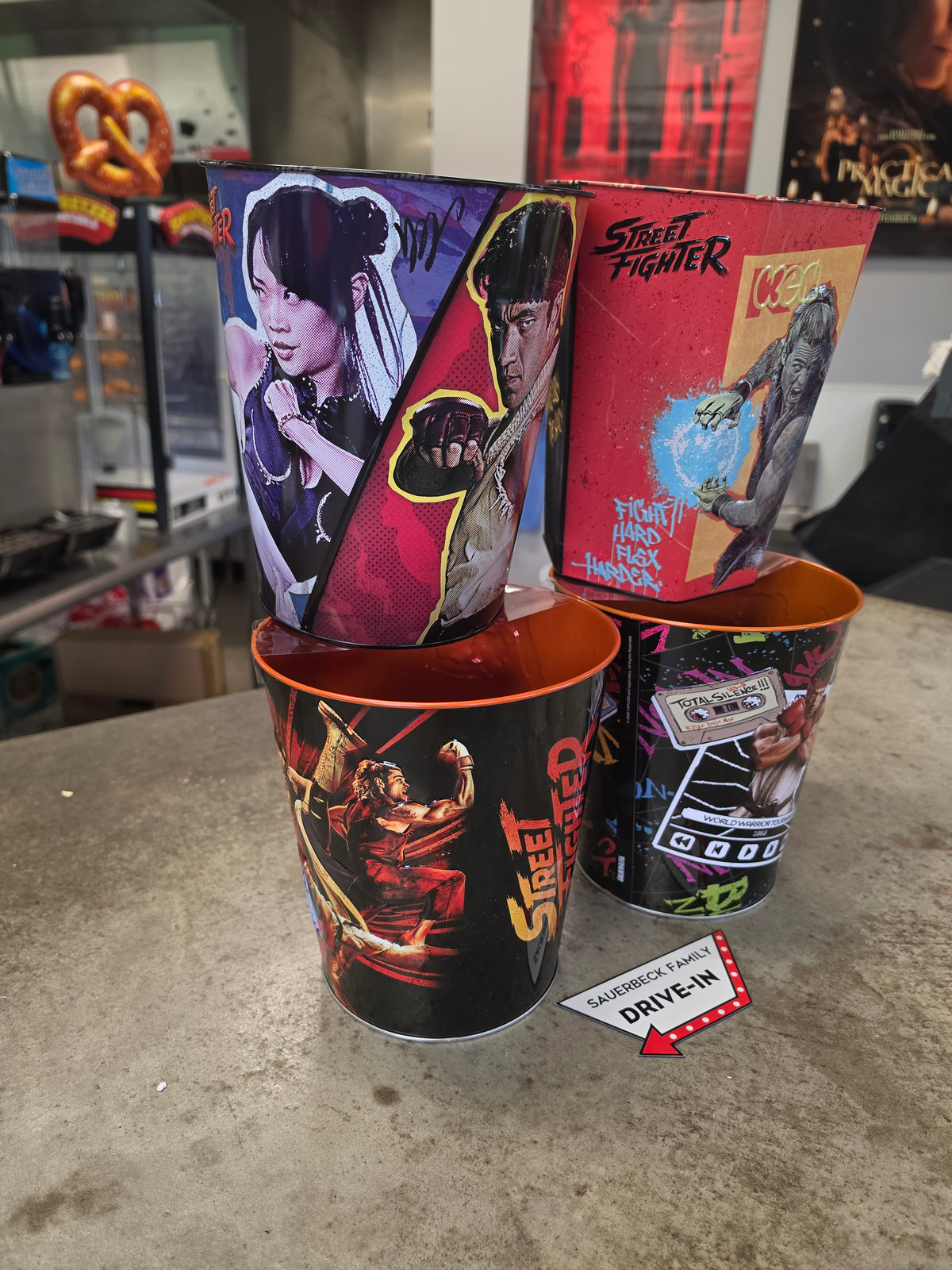 4x Street Fighter 2026 Movie Metal Popcorn Buckets - Set of 4