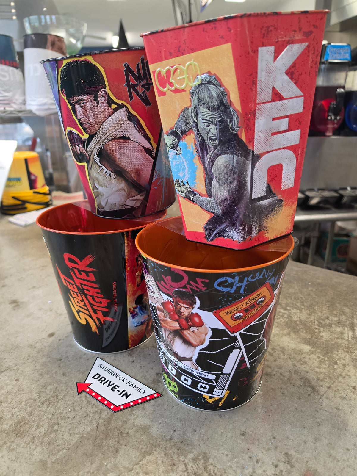 4x Street Fighter 2026 Movie Metal Popcorn Buckets - Set of 4