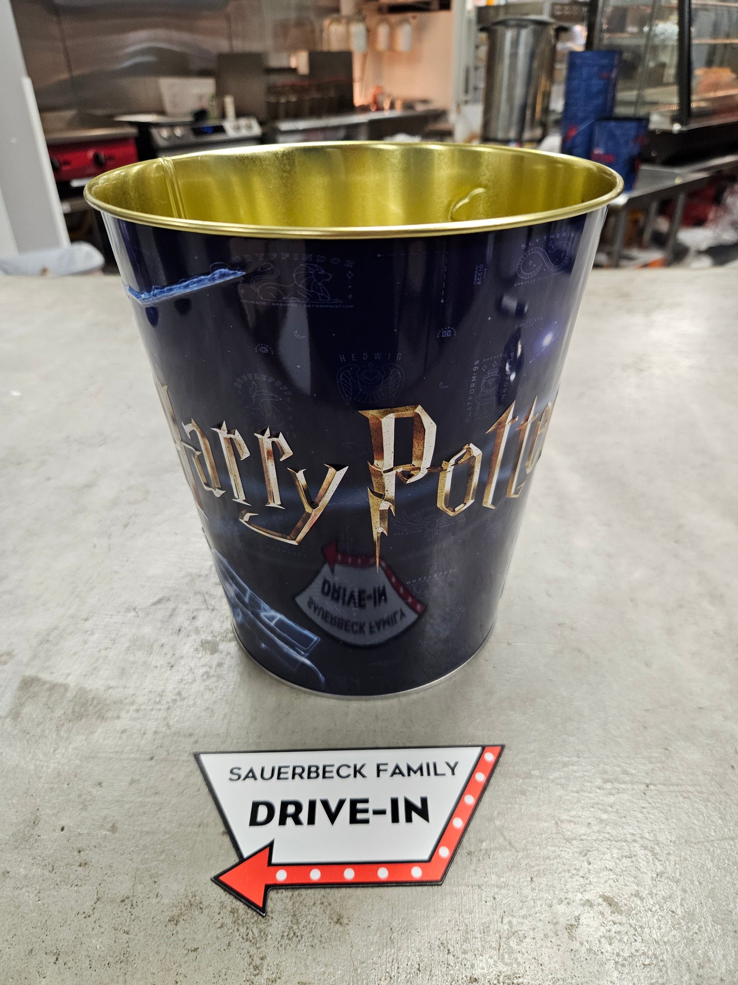 Harry Potter 25th Anniversary Gold Popcorn Bucket Tin GOLD