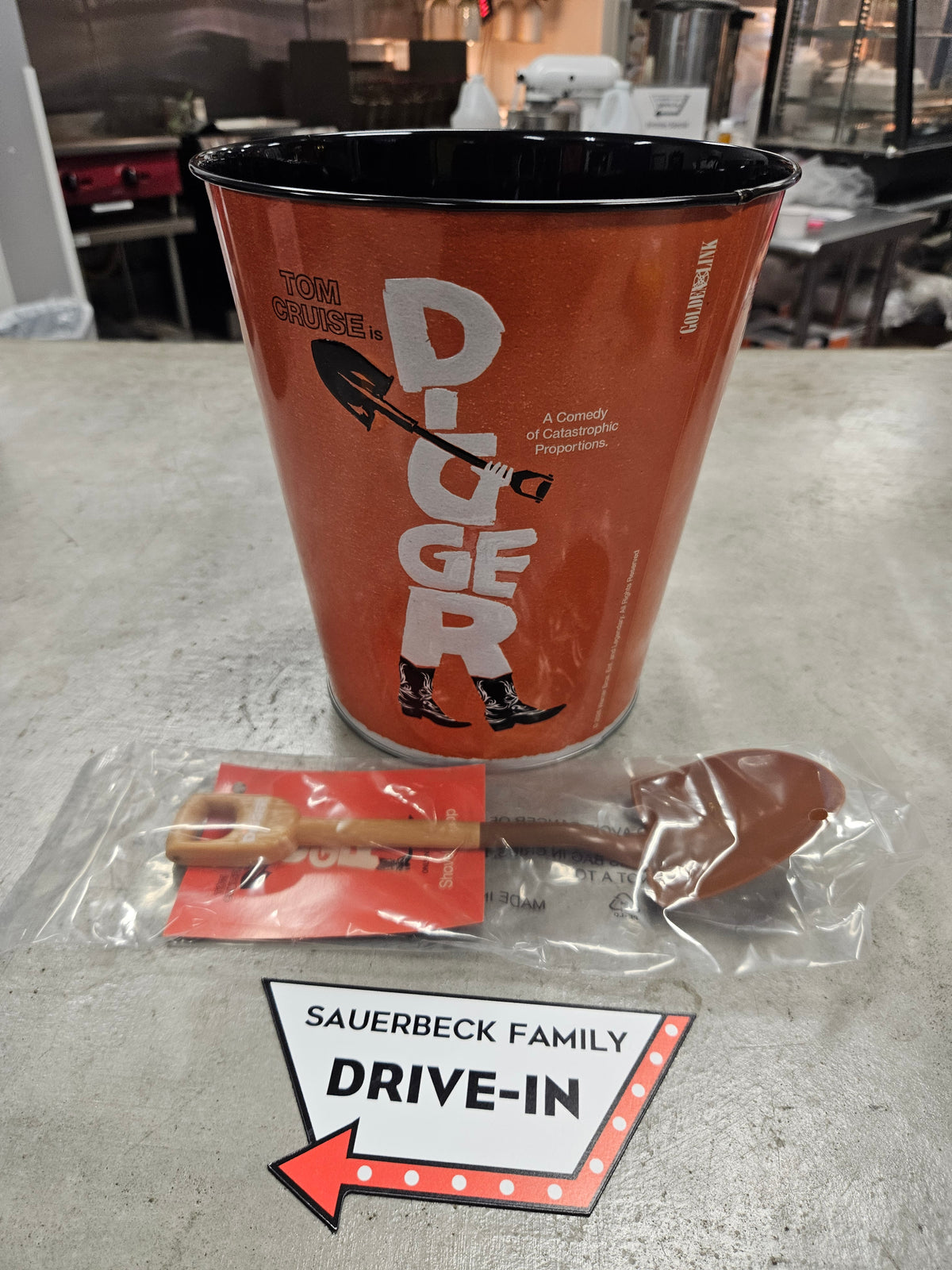 Digger Movie Metal Popcorn Bucket Tin with Shovel