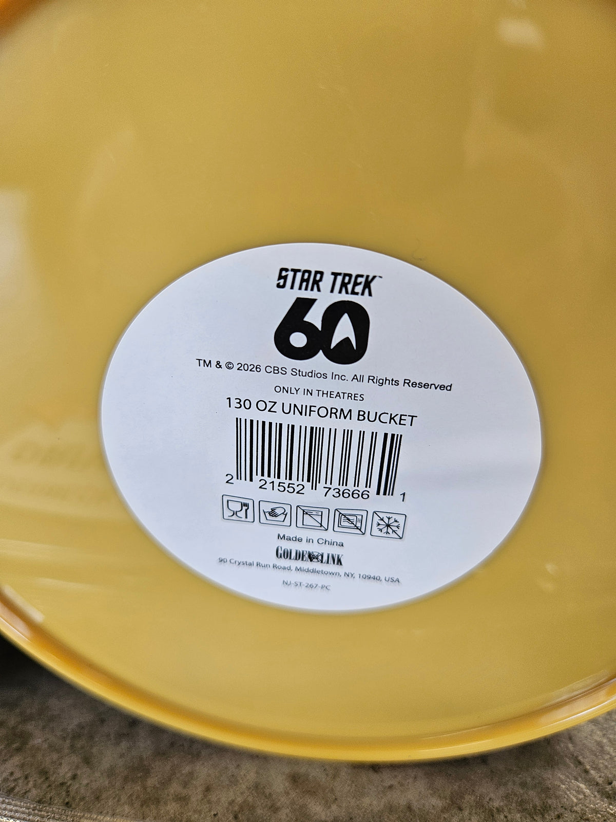 Star Trek SET of 2 - YELLOW Uniform Popcorn Bucket AND Cup 60th Anniv IN HAND 2026