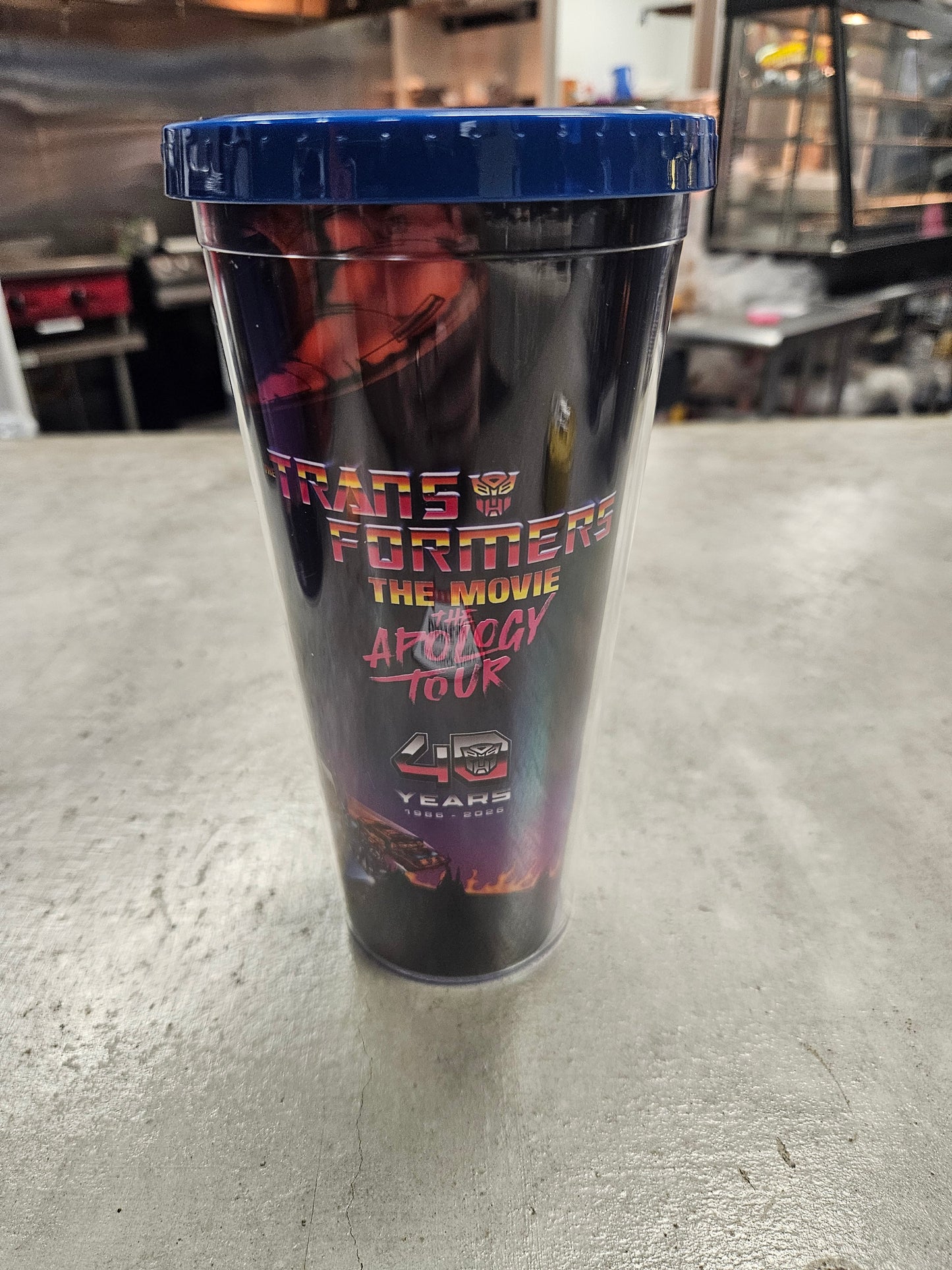 Transformers Apology Tour Metal Popcorn Bucket AND Cup Lid Straw - 2026