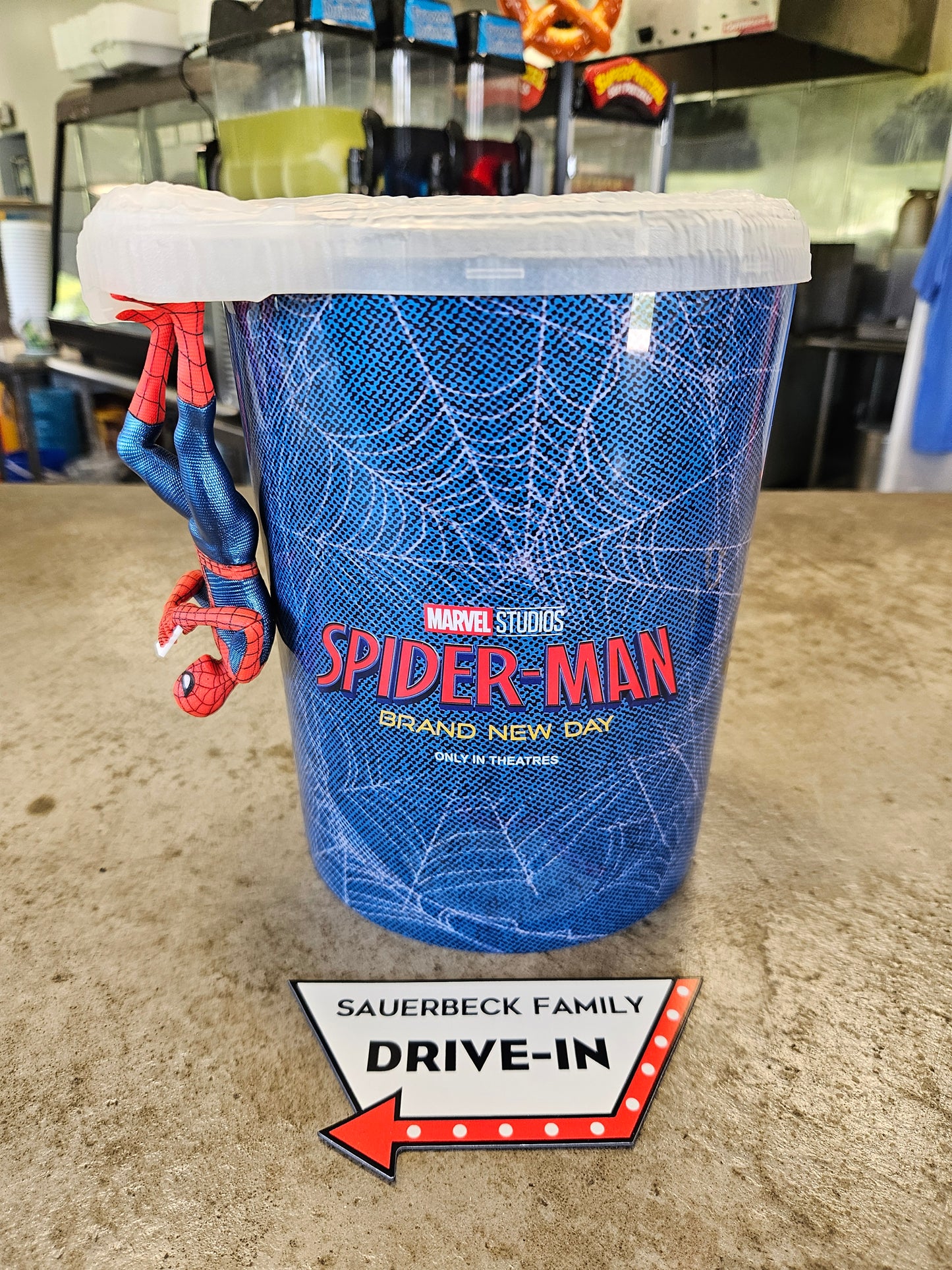 Spider-Man Brand New Day 2026 Popcorn Bucket With Hanging Figure Lid - In Hand