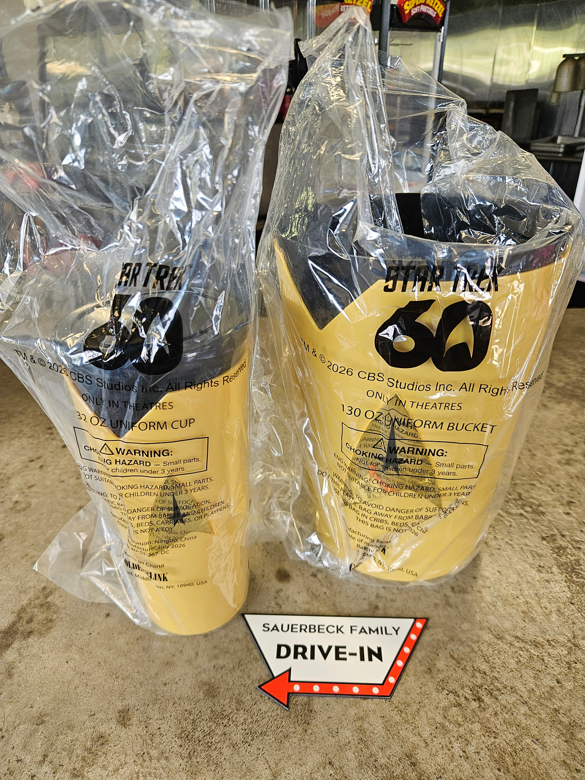 Star Trek SET of 2 - YELLOW Uniform Popcorn Bucket AND Cup 60th Anniv IN HAND 2026