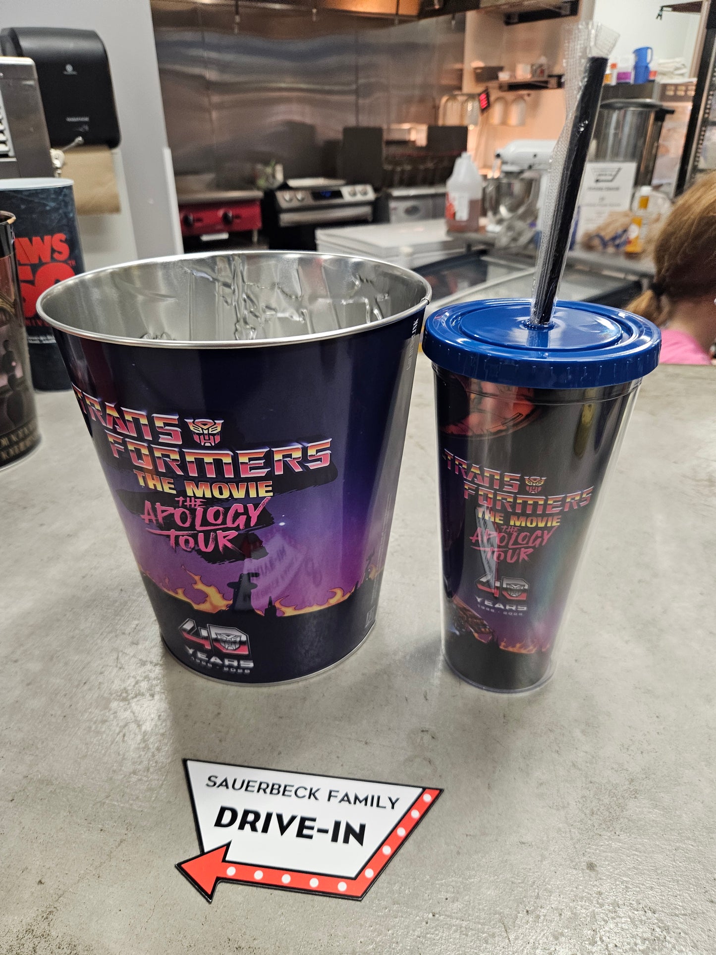 Transformers Apology Tour Metal Popcorn Bucket AND Cup Lid Straw - 2026