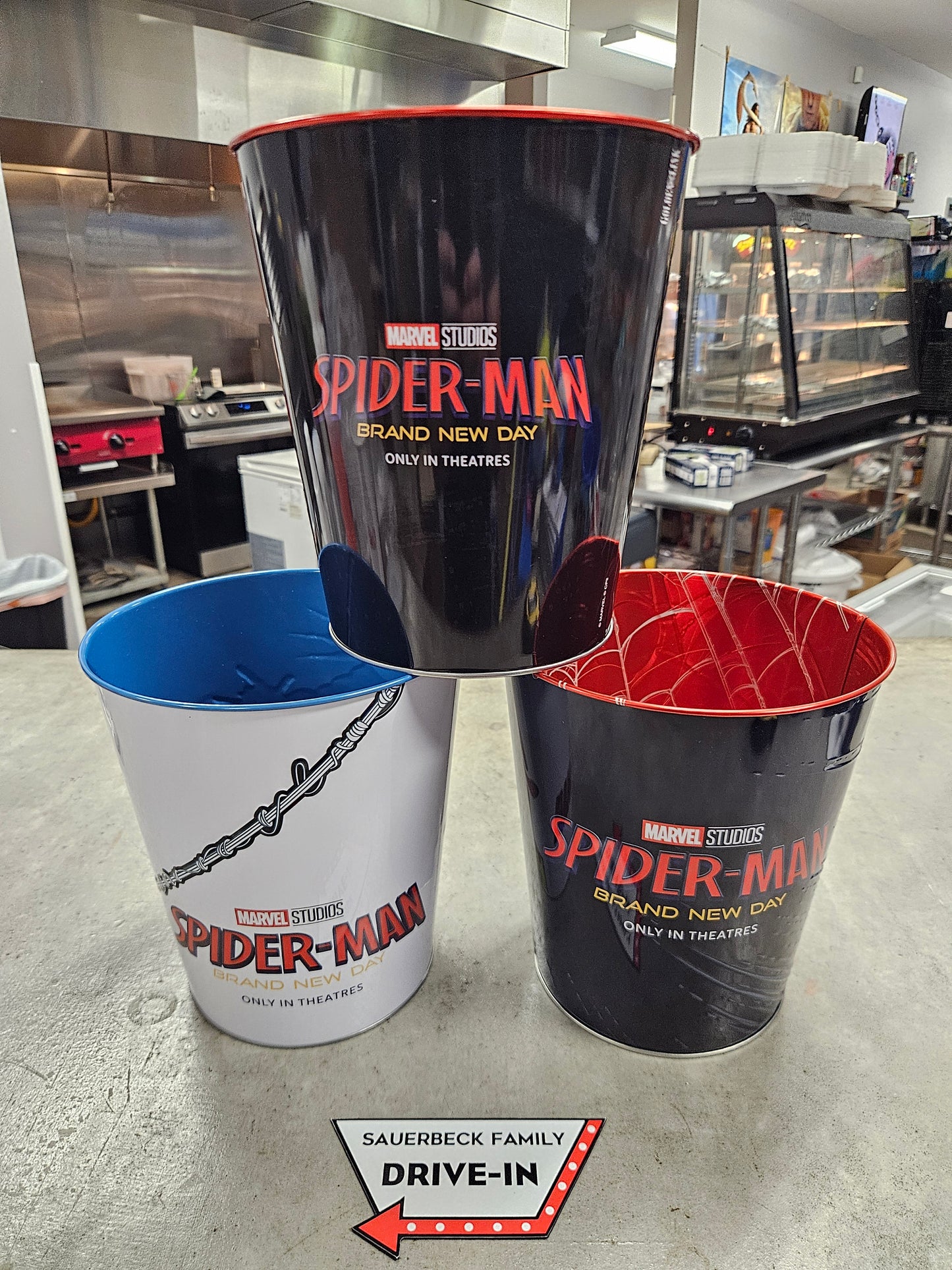 NEW! Set of 3 Spider-Man Brand New Day 130oz Metal Popcorn Bucket Set of 3 IN HAND 2026