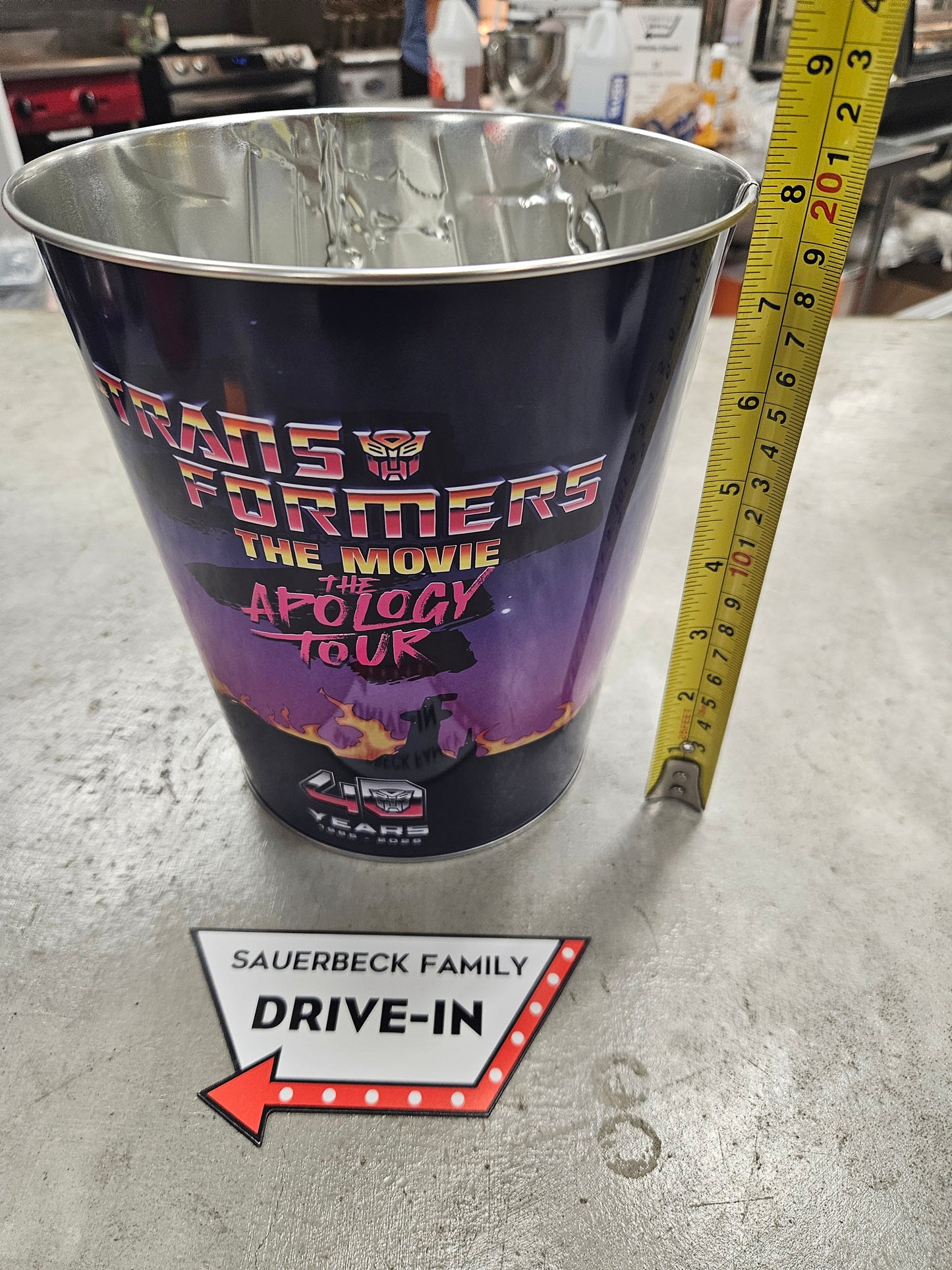Transformers Apology Tour Metal Popcorn Bucket AND Cup Lid Straw - 2026