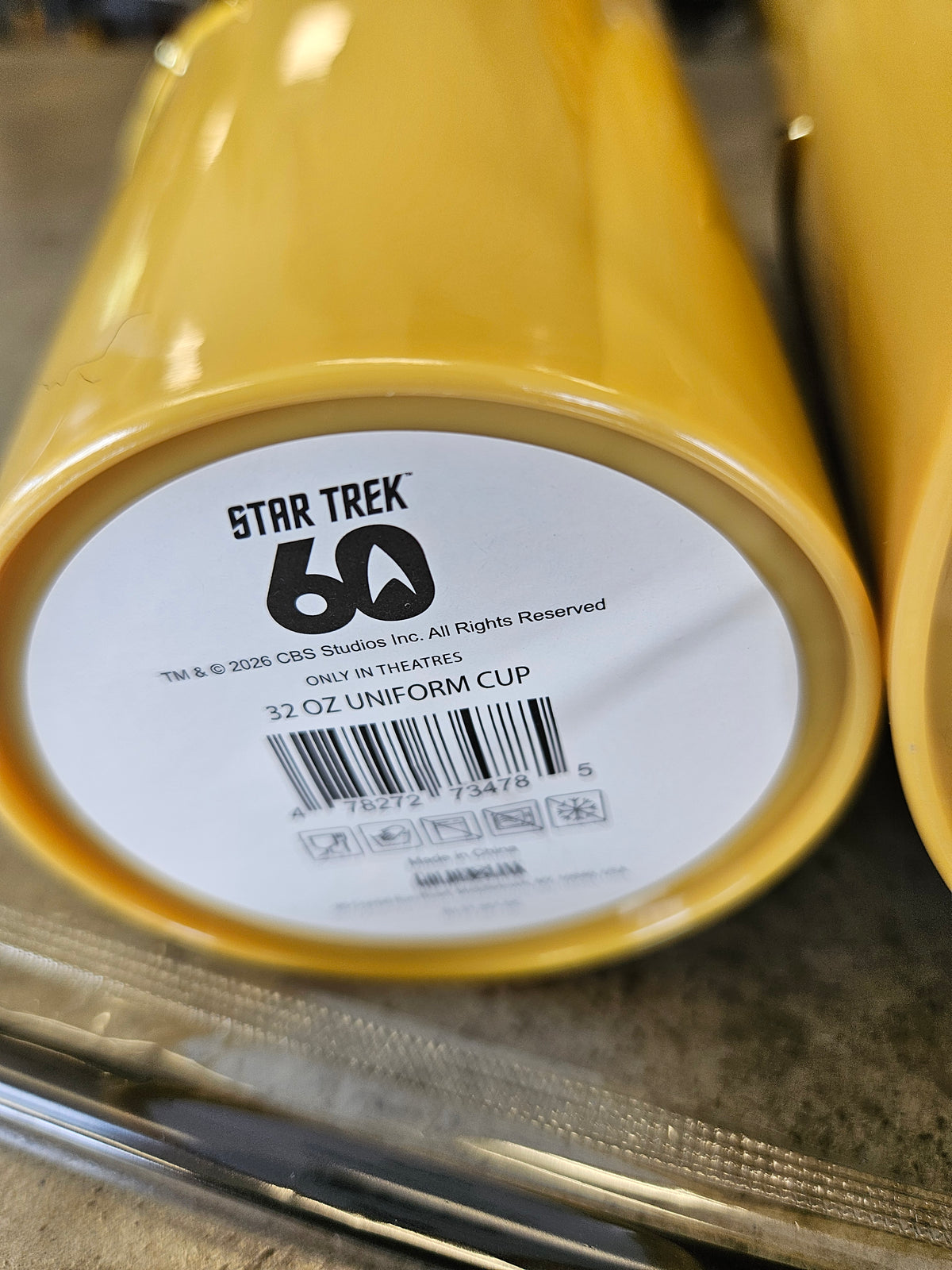 Star Trek SET of 2 - YELLOW Uniform Popcorn Bucket AND Cup 60th Anniv IN HAND 2026