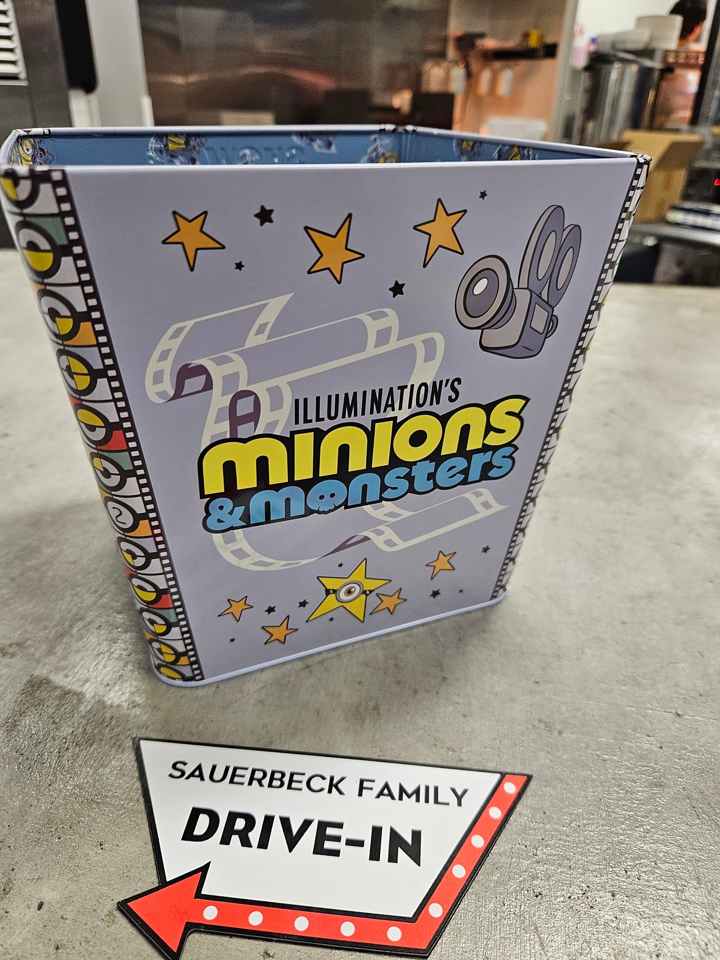 NEW! Minions & Monsters Square Window Popcorn Bucket Tin IN HAND 2026