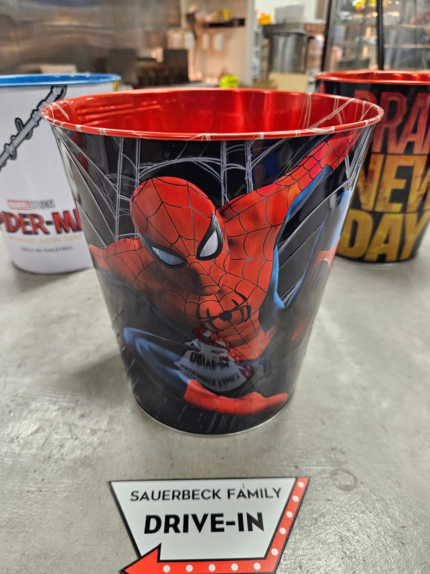 NEW! Set of 3 Spider-Man Brand New Day 130oz Metal Popcorn Bucket Set of 3 IN HAND 2026