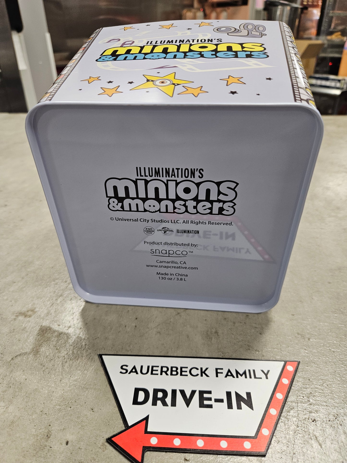 NEW! Minions & Monsters Square Window Popcorn Bucket Tin IN HAND 2026