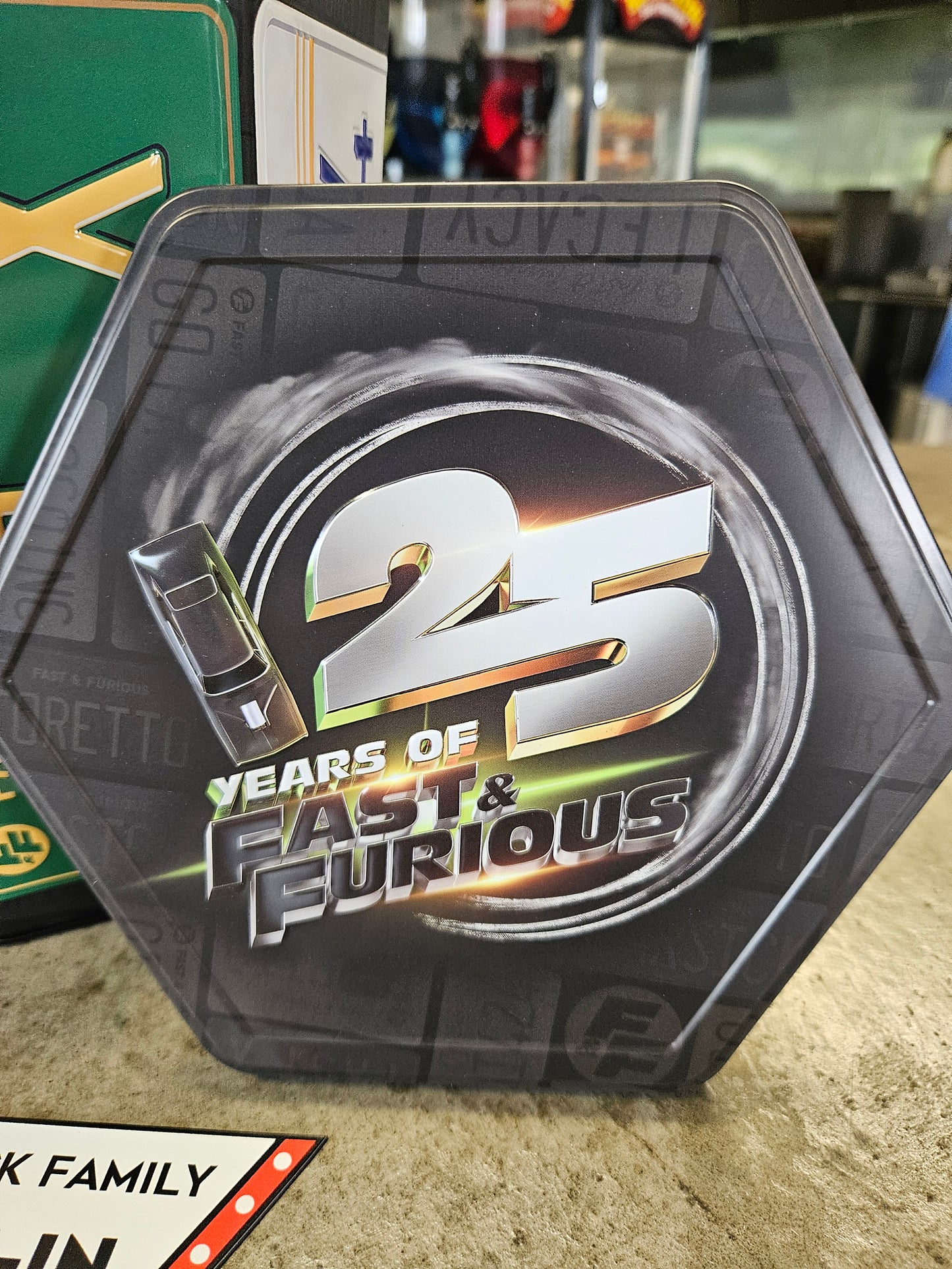 Fast and Furious 25th Anniv Hexagon Tin with Lid Popcorn Tin Bucket