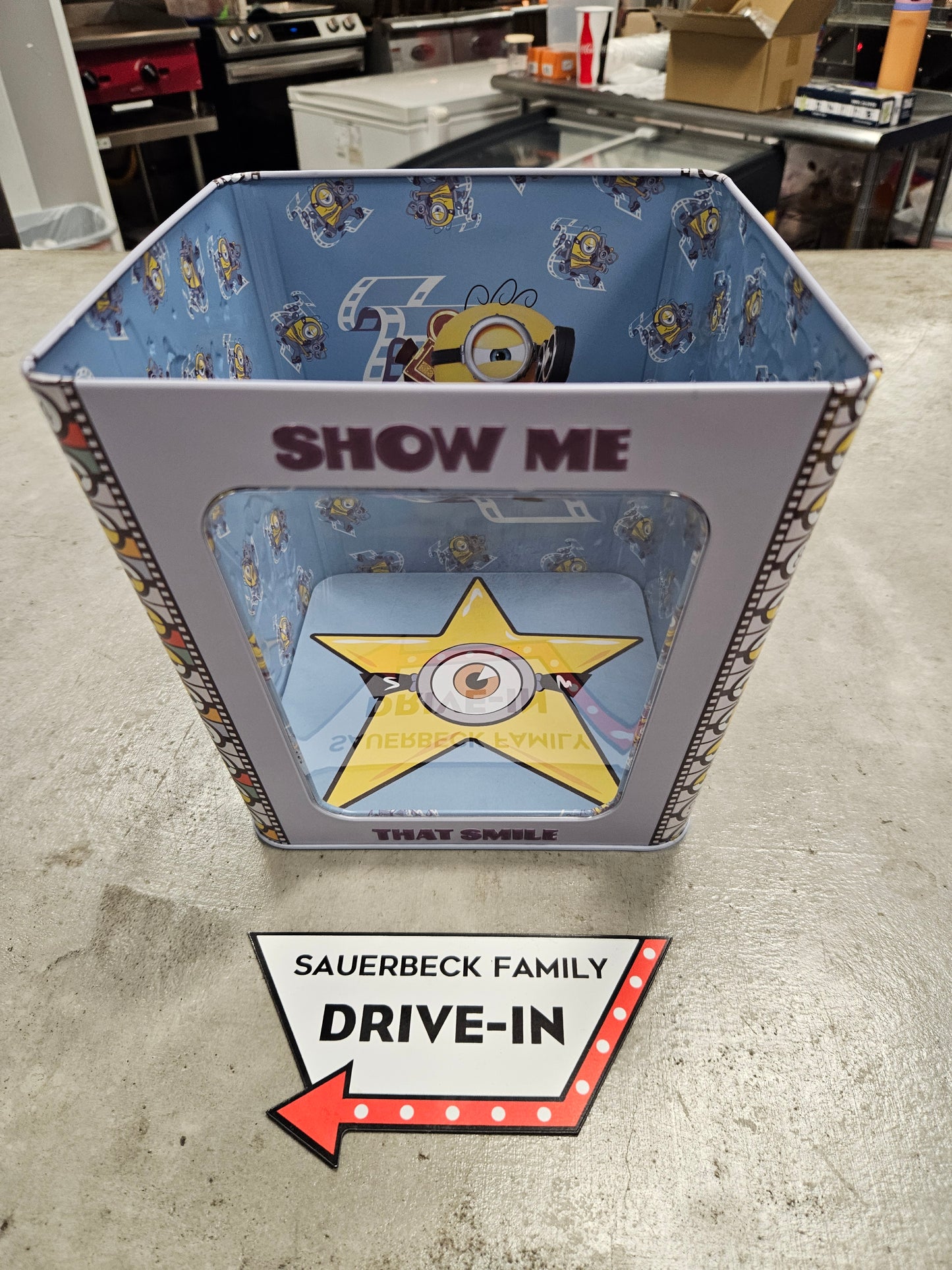 NEW! Minions & Monsters Square Window Popcorn Bucket Tin IN HAND 2026