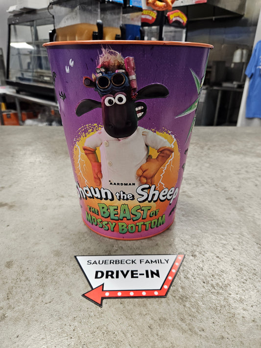 Shaun The Sheep Metal Beast of Mossy Bottom Popcorn Bucket Tin - 2026 -Metal
