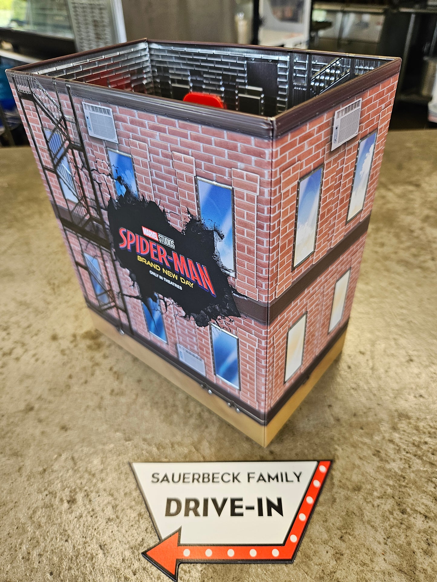 Spider-Man Brand New Day Deli Building 130oz Metal Popcorn Bucket IN HAND 2026