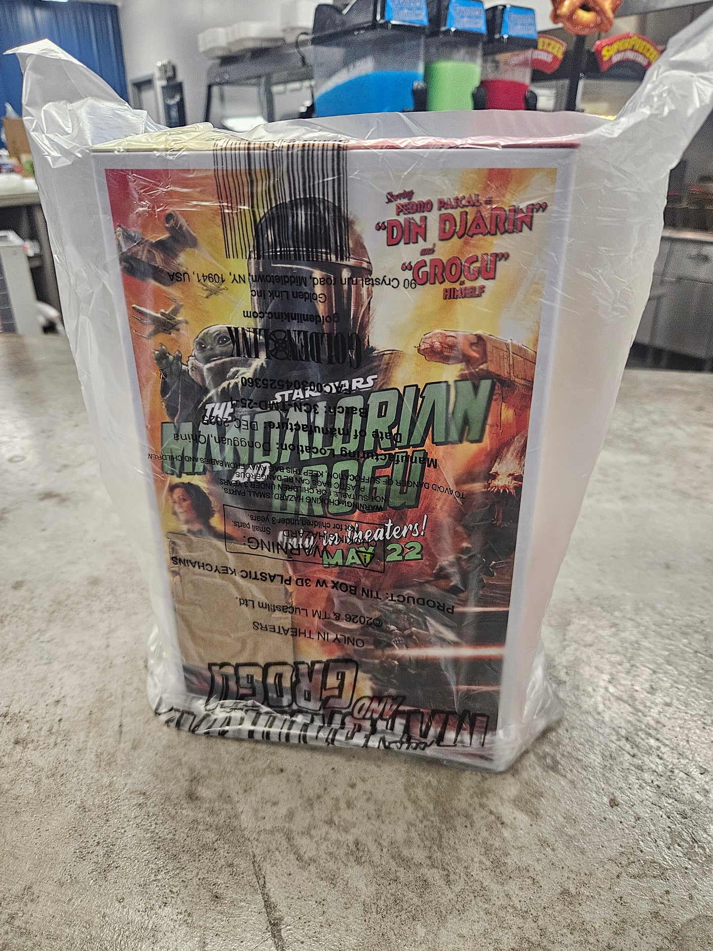 SET OF 2 Star Wars Mandalorian Grogu 2026 Metal Popcorn Bucket w/ Keychain BOTH