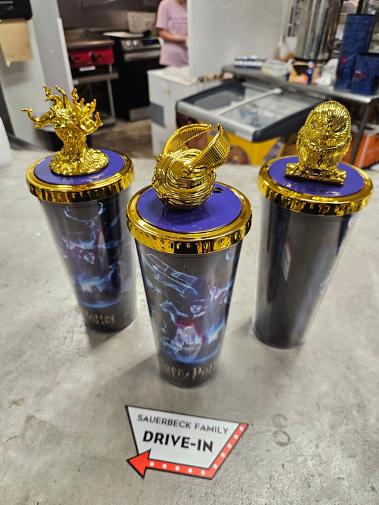 Harry Potter 25th Anniversary Double Wall Cup with Gold Figure Lid -Set of 3