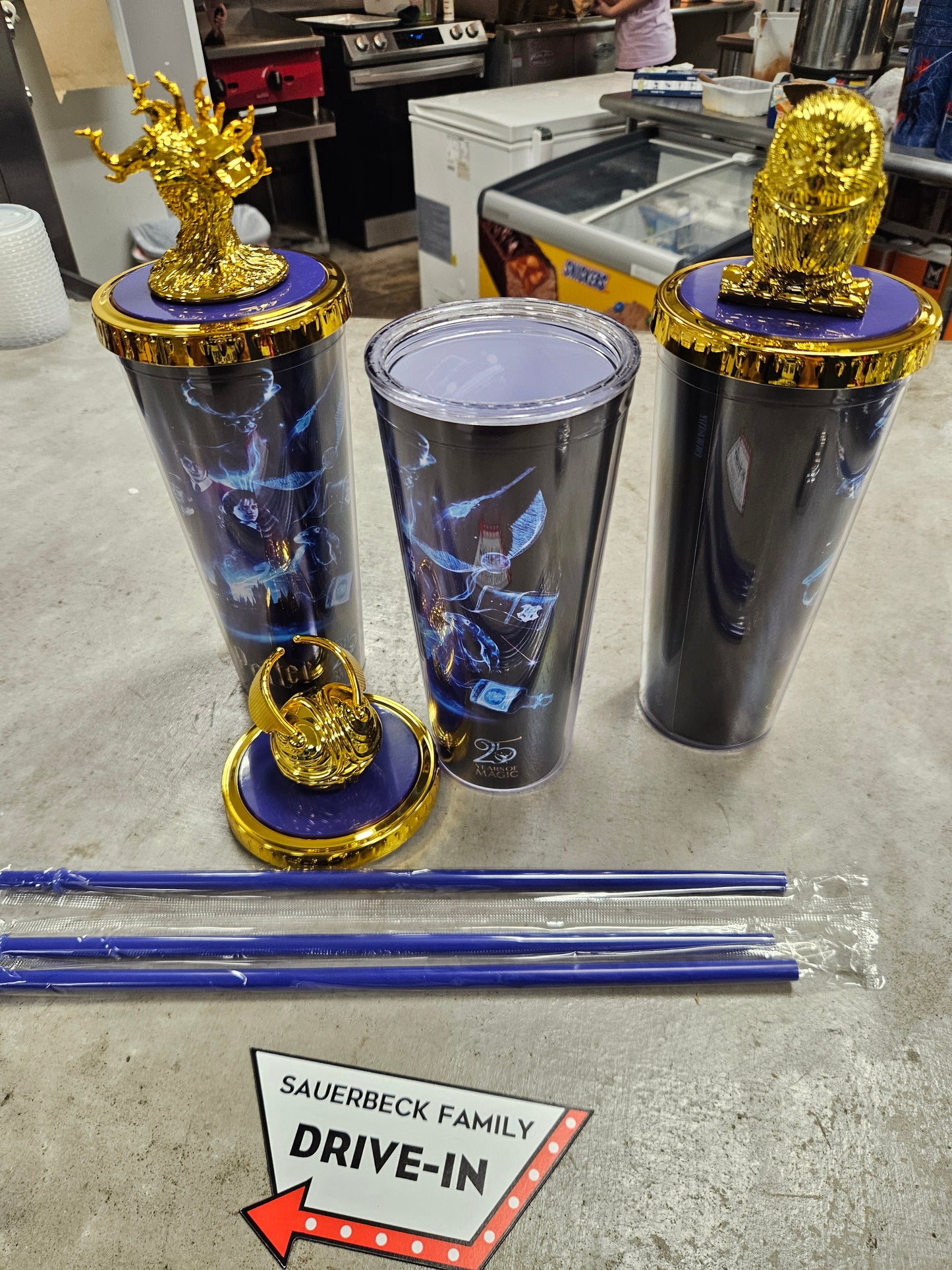 Harry Potter 25th Anniversary Double Wall Cup with Gold Figure Lid -Set of 3