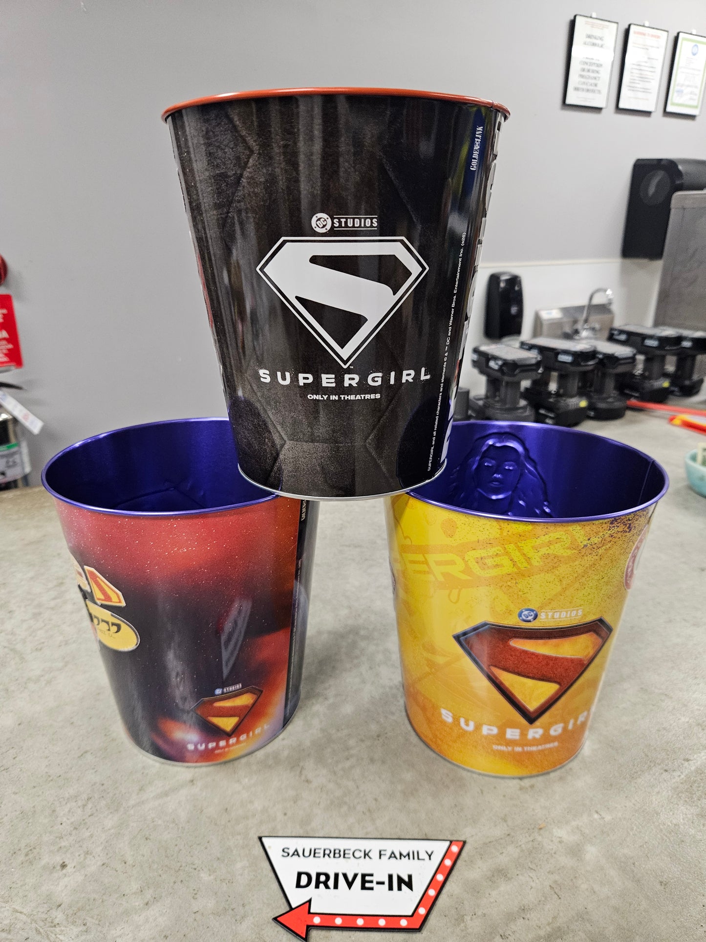 NEW! Set of 3 Supergirl 130oz Metal Popcorn Bucket Set of 3 IN HAND 2026