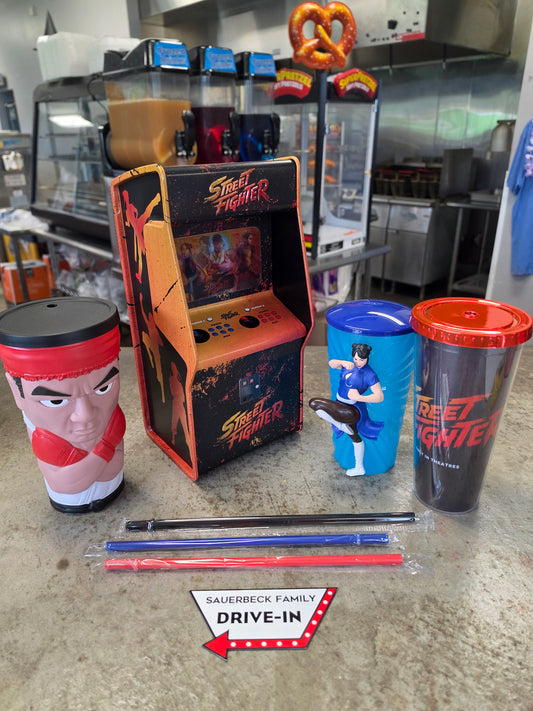 4x Street Fighter 2026 Movie Arcade Bucket and 3 Cups- Set of 4
