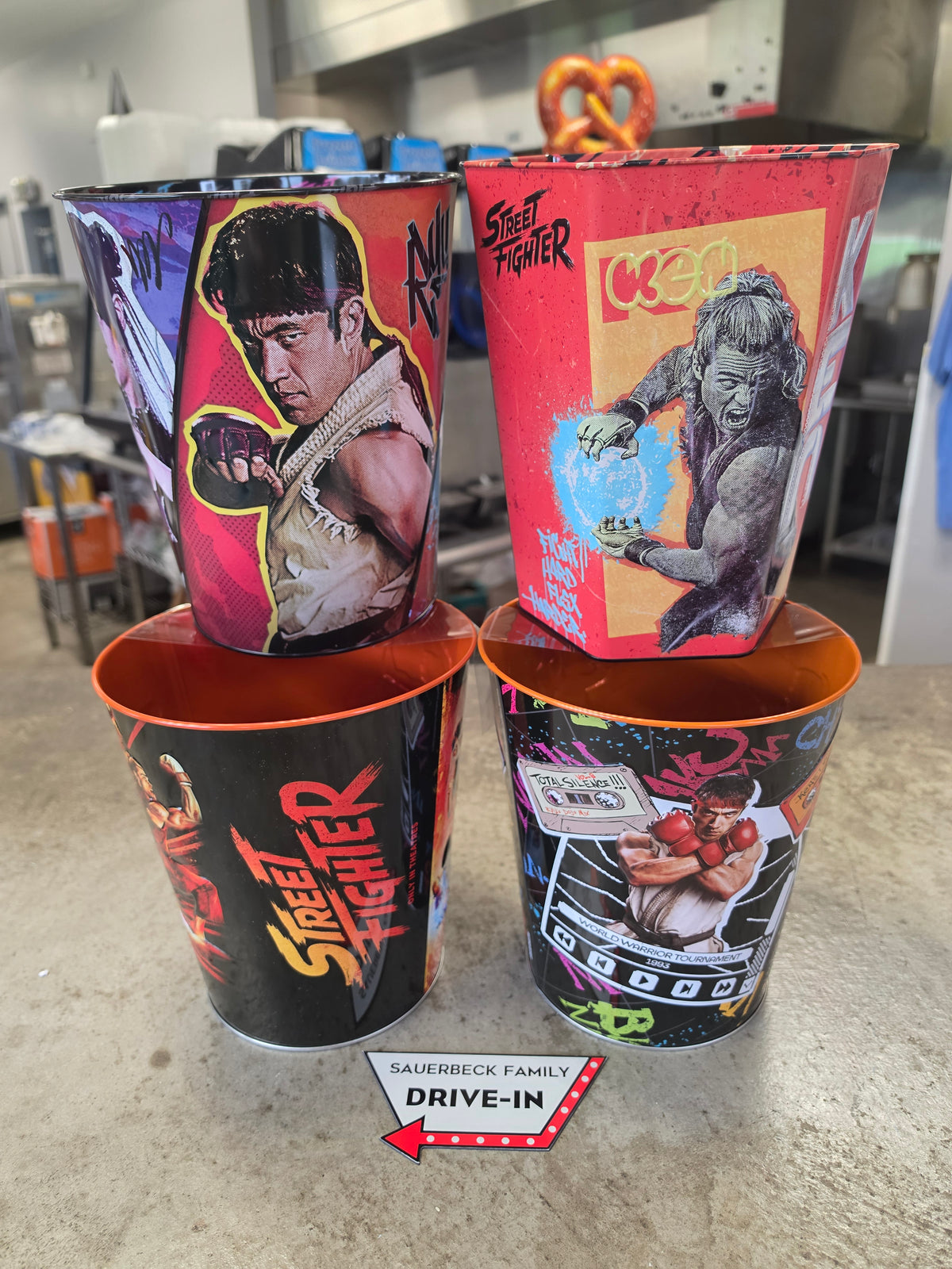 4x Street Fighter 2026 Movie Metal Popcorn Buckets - Set of 4