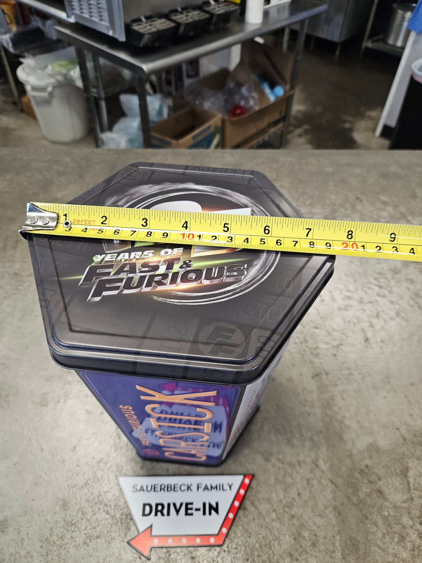 Fast and Furious 25th Anniv Hexagon Tin with Lid Popcorn Tin Bucket