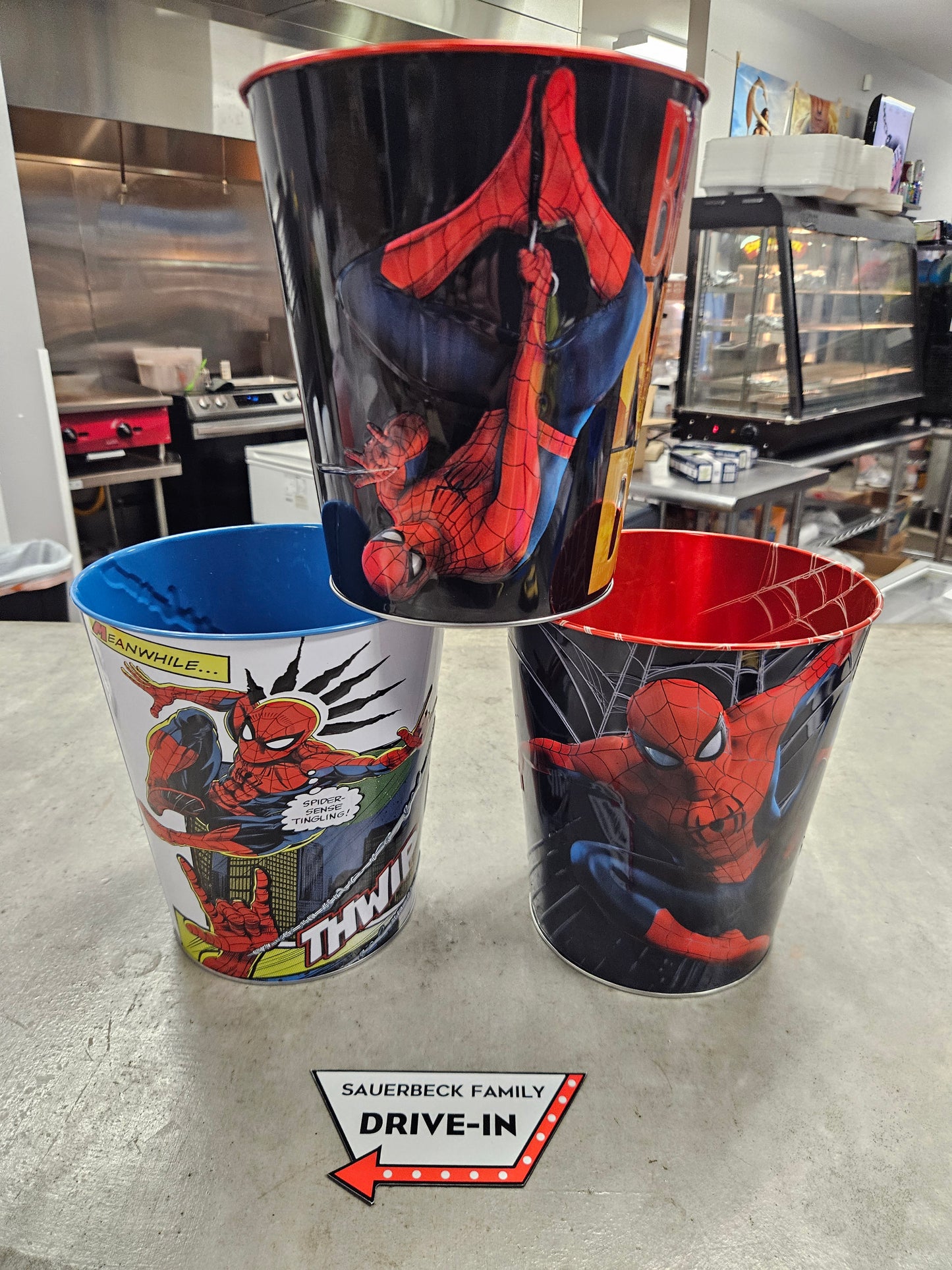 NEW! Set of 3 Spider-Man Brand New Day 130oz Metal Popcorn Bucket Set of 3 IN HAND 2026