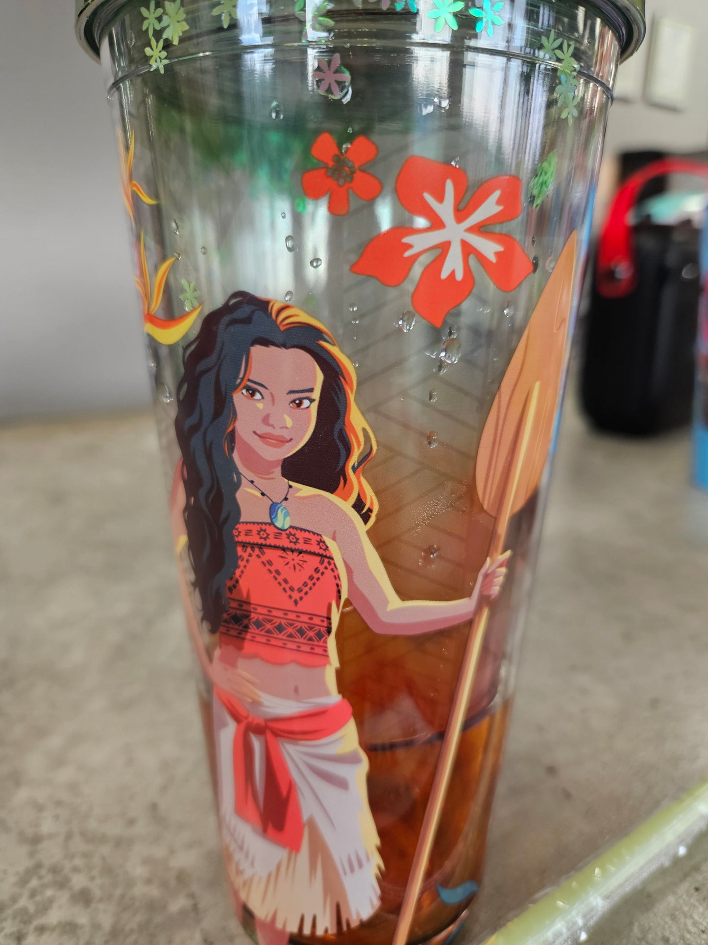 Moana (2026) Live Action - Flowers Double Wall Cup with lid and straw
